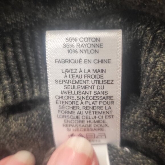 Express Olive Heather Hi-Lo, 3/4 Sleeved Sweater - Size L - Picture 7 of 9